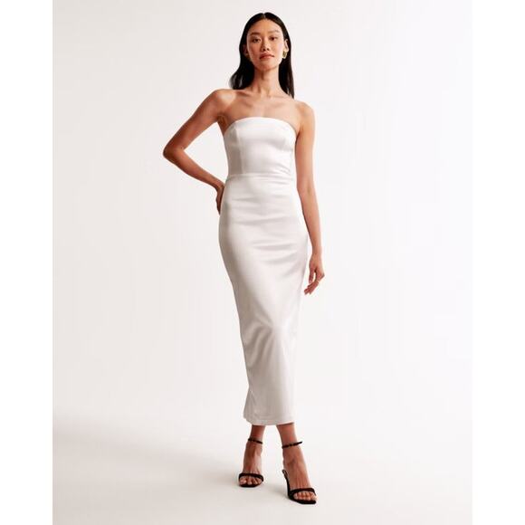 Abercrombie & Fitch Strapless Skimming Linen-Blend Maxi Dress - S Petite - Picture 5 of 5